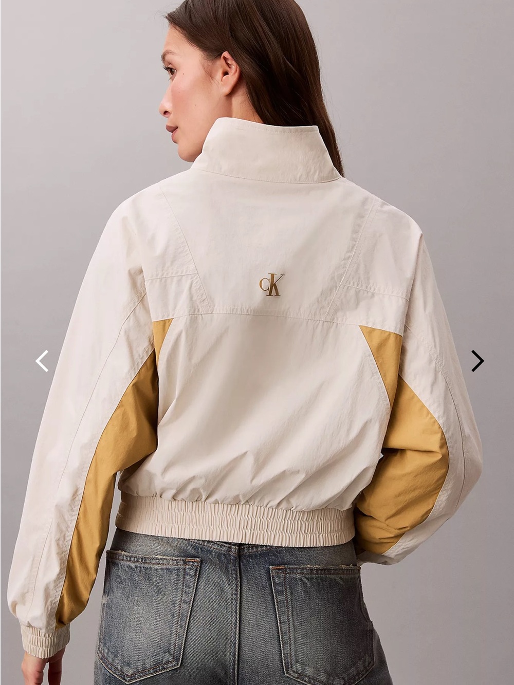 Calvin‎ Klein Colorblock Dolman Sleeve Cropped Bomber Jacket L - Picture 2 of 9